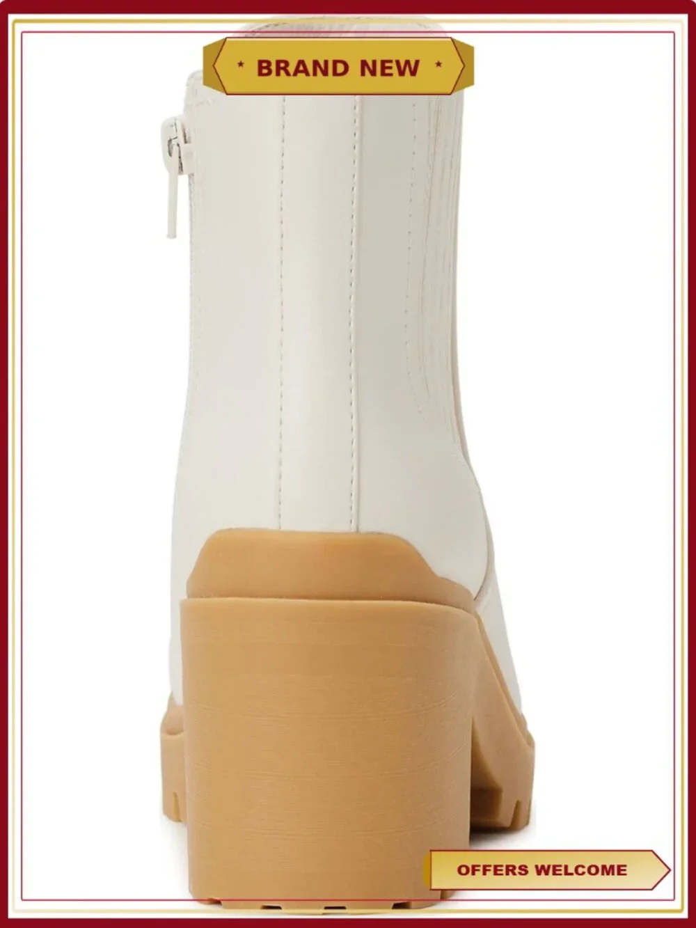 Women's Lug Sole Chelsea Boots with Block Heel and Side Zipper